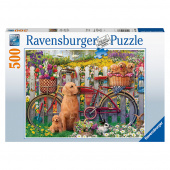 Ravensburger Pussel - Cute dogs in the garden 500 Bitar Ravensburger Pussel - Cute dogs in the garden 500 Bitar