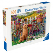 Ravensburger Pussel: Cute dogs in the garden 500 Bitar Ravensburger Pussel: Cute dogs in the garden 500 Bitar