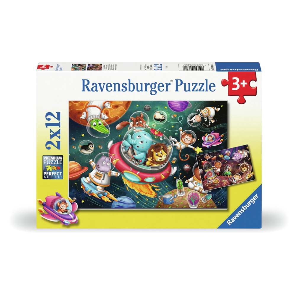 Ravensburger Pussel: Djur i rymden 2x12 Bitar