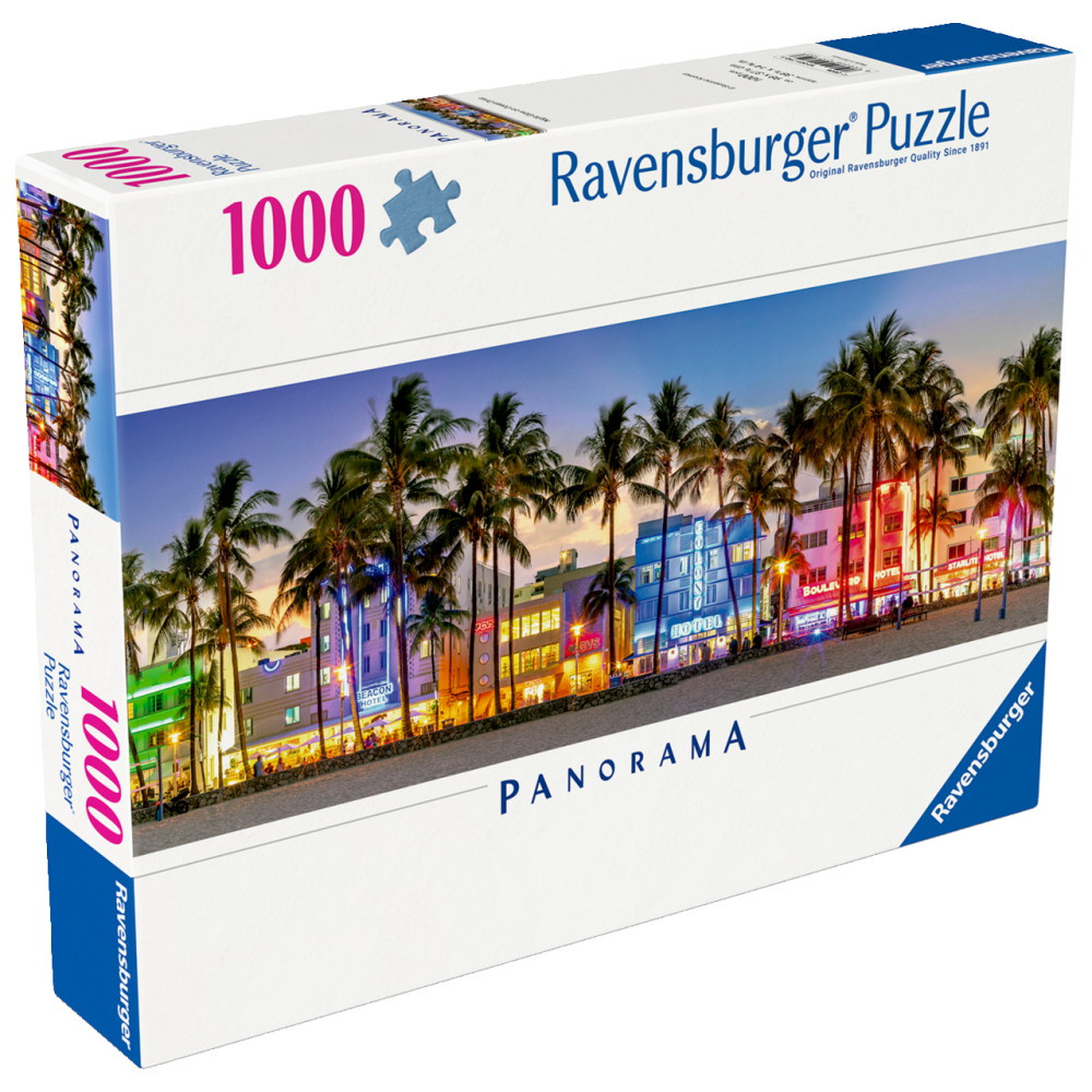 Ravensburger Pussel: Night Glow on Ocean Drive 1000 Bitar - Panorama