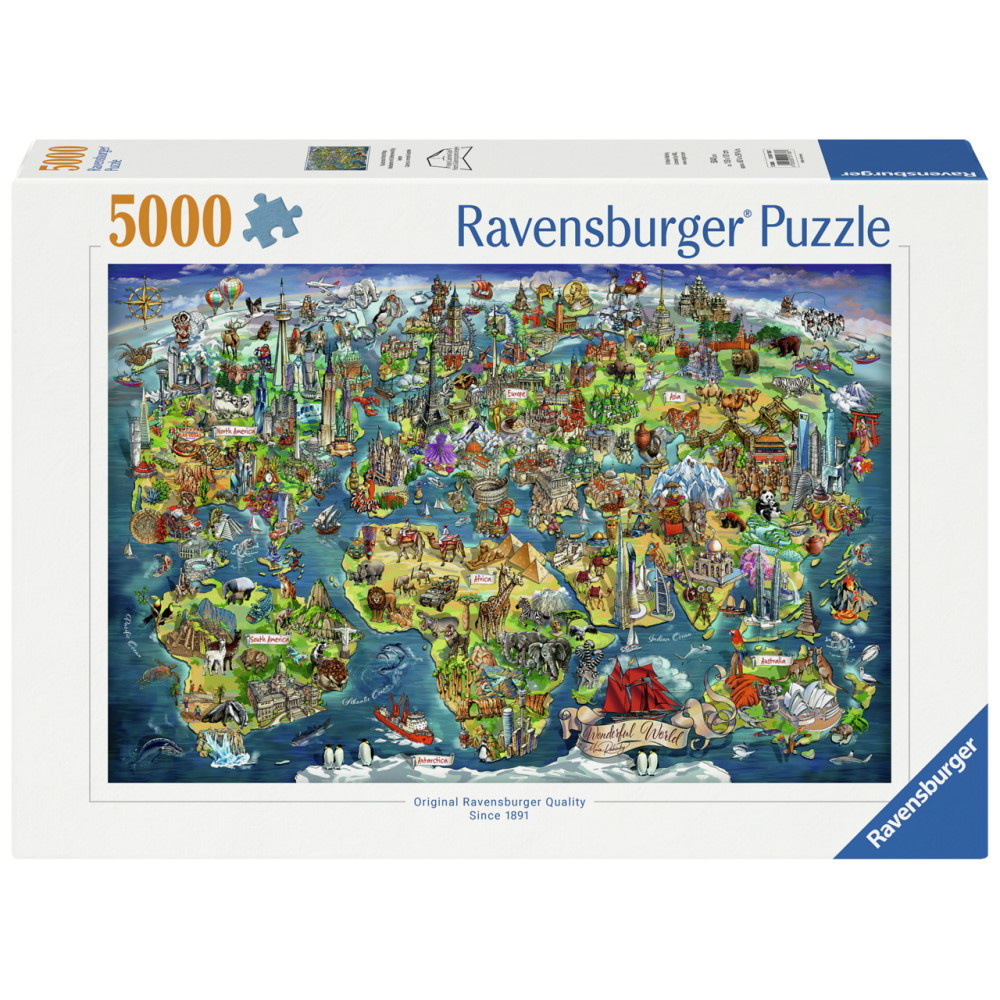 Ravensburger Pussel: Illustrated World Map 5000 Bitar