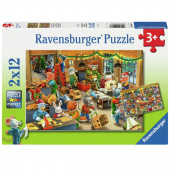 Ravensburger Pussel: Christmas Toy Factory 2x12 Bitar Ravensburger Pussel: Christmas Toy Factory 2x12 Bitar