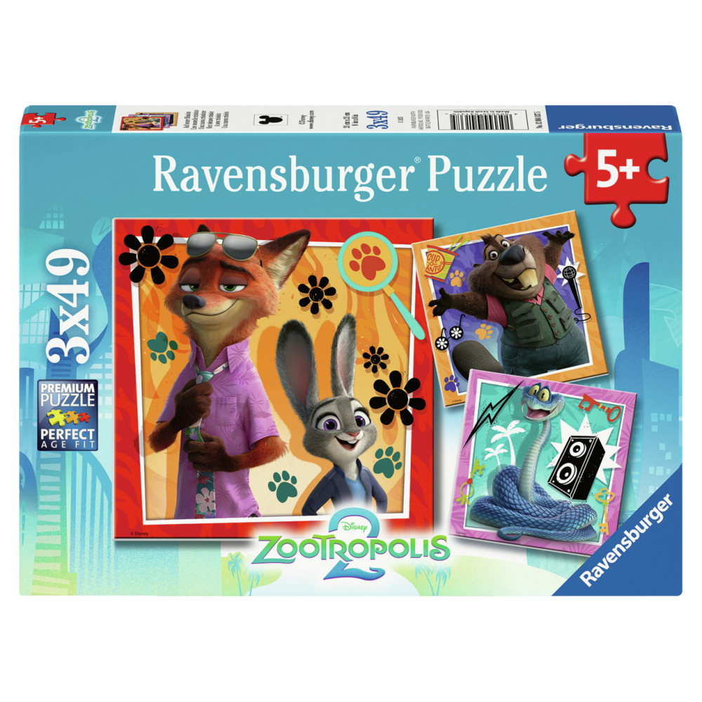 Ravensburger Pussel: Disney Zootopia 2 3x49 Bitar