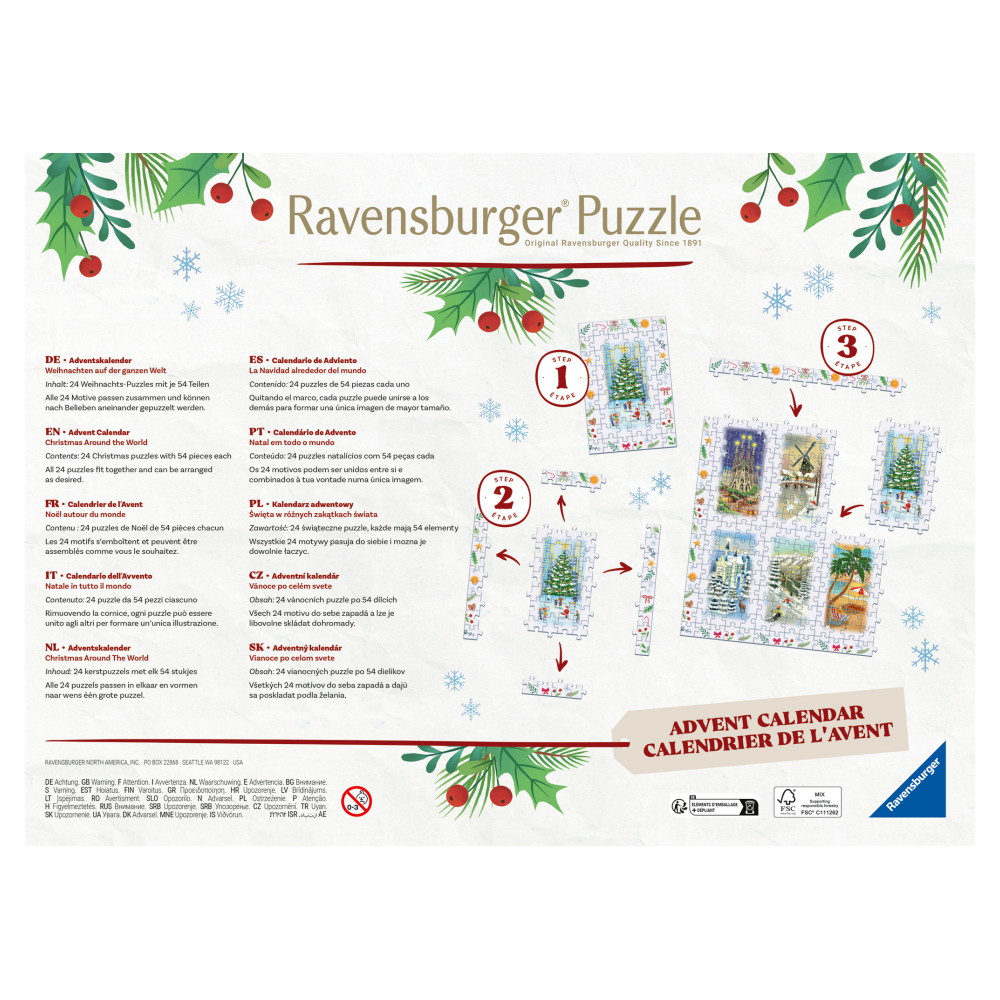 Ravensburger Pussel - Adventskalender Christmas Around the World 24 x 54 Bitar