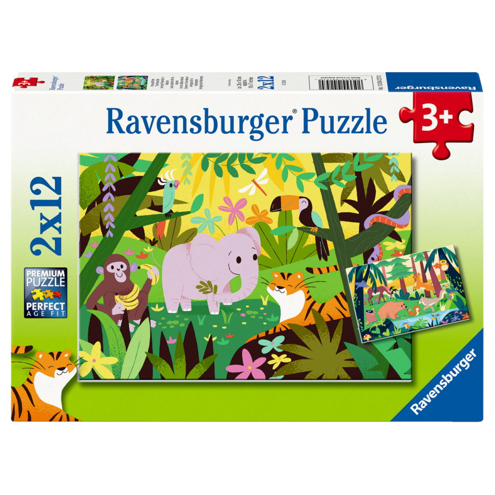 Ravensburger Pussel: Animal Friends in Nature 2x12 Bitar