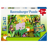 Ravensburger Pussel: Animal Friends in Nature 2x12 Bitar Ravensburger Pussel: Animal Friends in Nature 2x12 Bitar