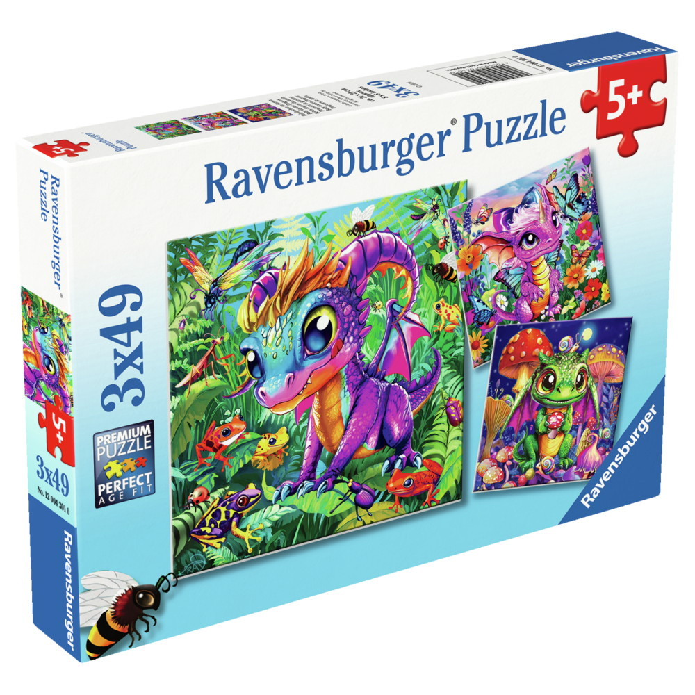 Ravensburger Pussel: Baby Garden Dragons 3x49 Bitar