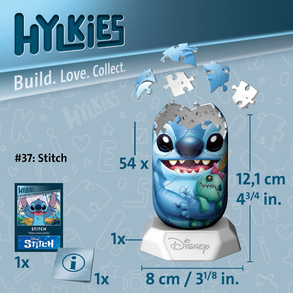 Ravensburger 3D Pussel: Hylkies Stitch 54 Bitar