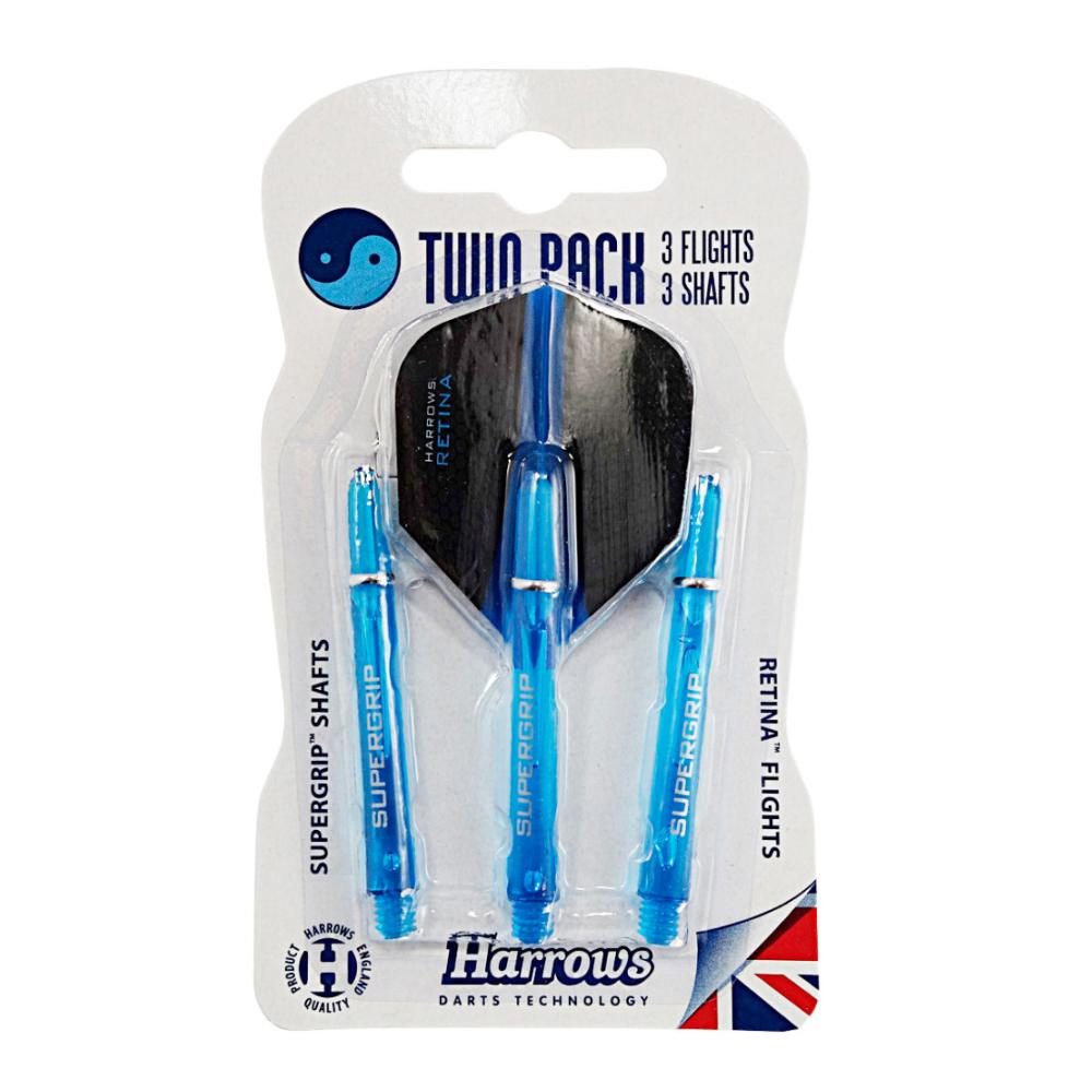 Harrows Twin Pack Flights & Shafts Blue