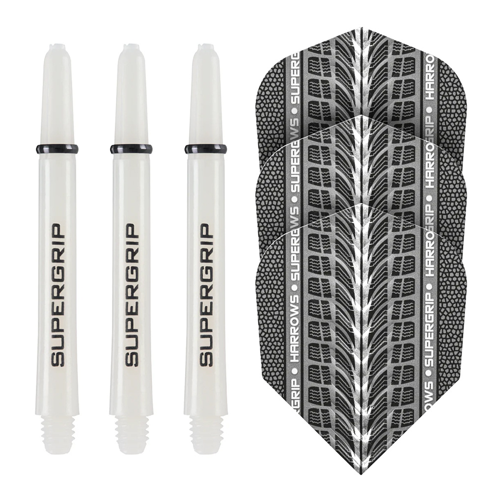 Harrows Twin Pack Flights & Shafts White/Black