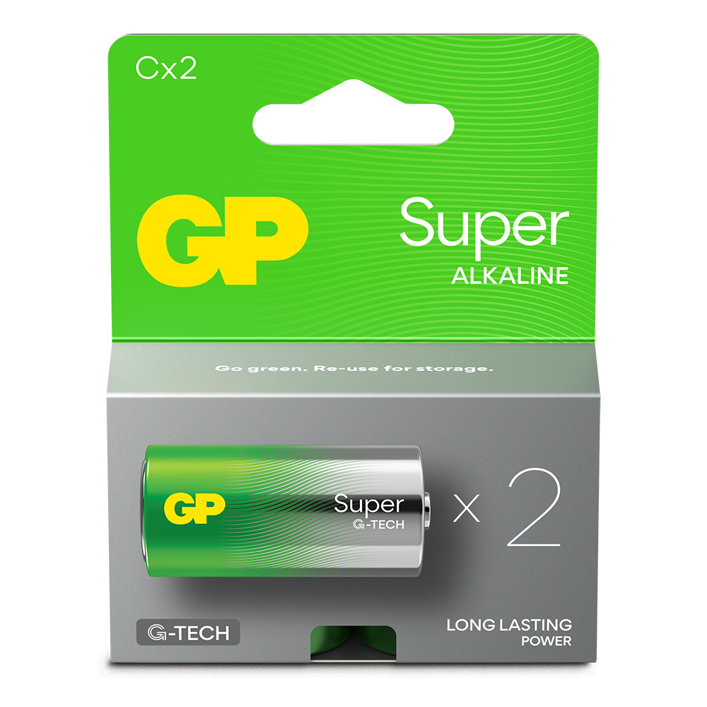 GP Super Alkaline C-batteri 14A/LR14, 2-pack