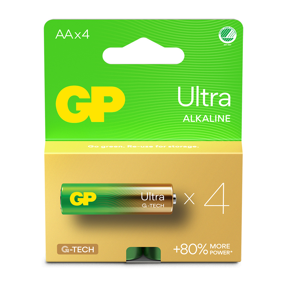 GP Ultra Alkaline AA-batteri, 15AU/LR6, 4-pack