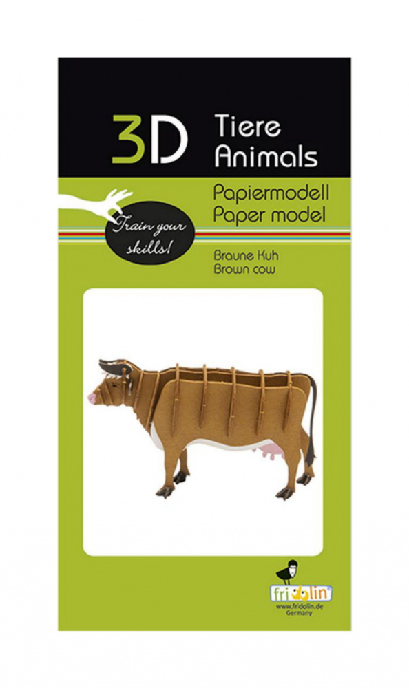 3D papperspussel, Ko, brun