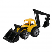 Plasto Traktor med frontlastare och grävare - Gul/Svart