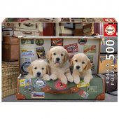 Educa Pussel: Puppies in the Luggage 500 Bitar