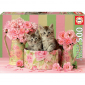 Educa Pussel: Kittens With Roses 500 Bitar