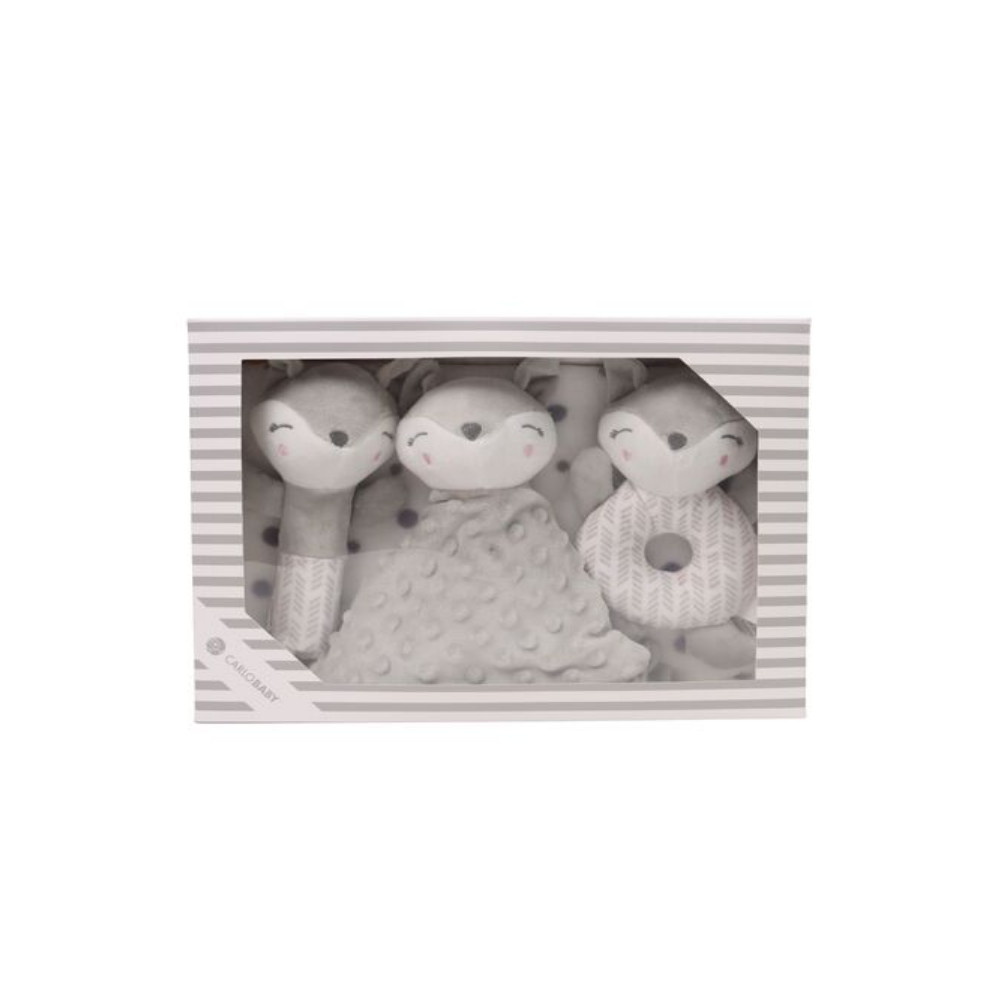 Fleecefilt och Gosedjur Giftset Grå Räv