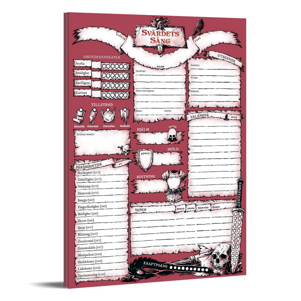 Svärdets Sång: Rollformulärsblock