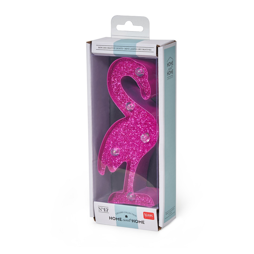 Mini Lampa, Flamingo med glitter