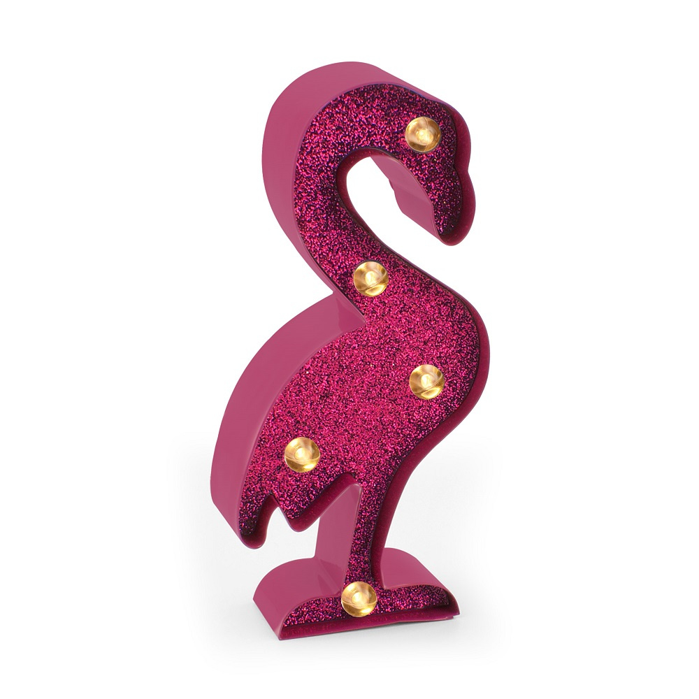 Mini Lampa, Flamingo med glitter