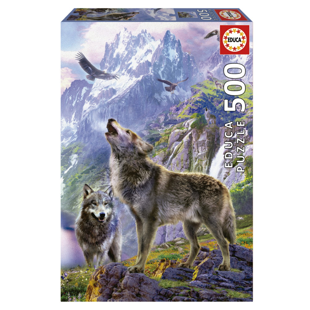 Educa Pussel: Wolves in the Rocks 500 Bitar