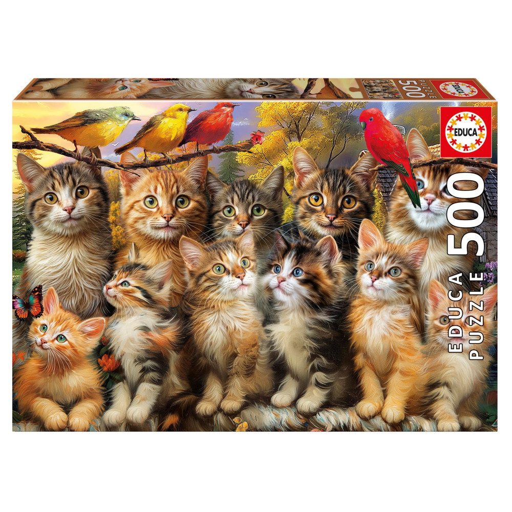 Educa Pussel: Kittens and birds 500 Bitar