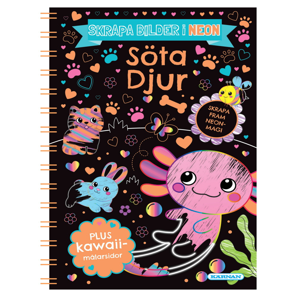 Skrapa Bilder i Neon - Söta Djur