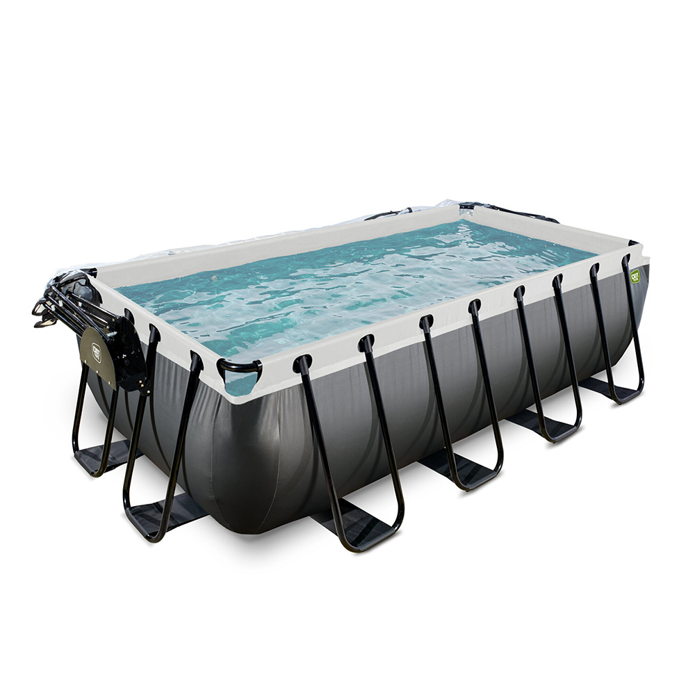 EXIT Black Leather Pool 400cm med sandfilterpump och tak