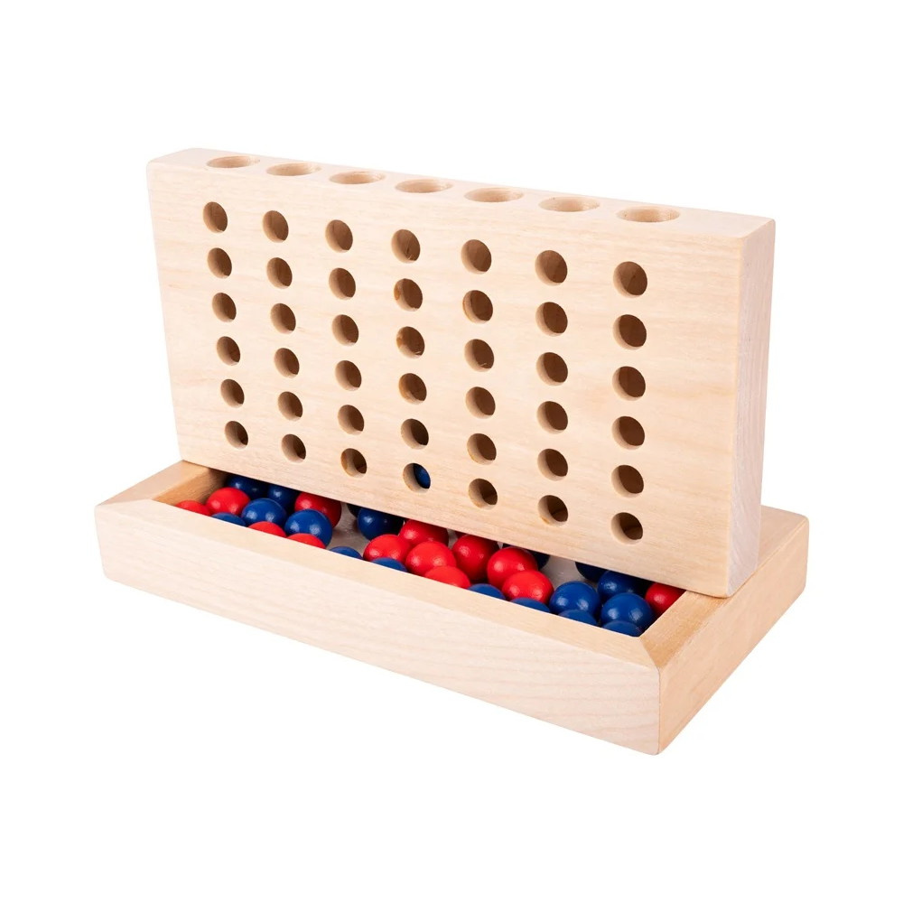 Wooden Connect 4 Resespel