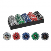 100 poker chips with plastic holder 100 poker chips with plastic holder