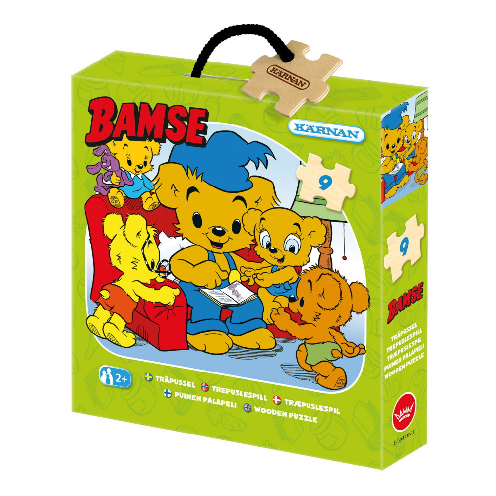 Kärnan Askpussel i trä - Bamse Läser 9 bitar