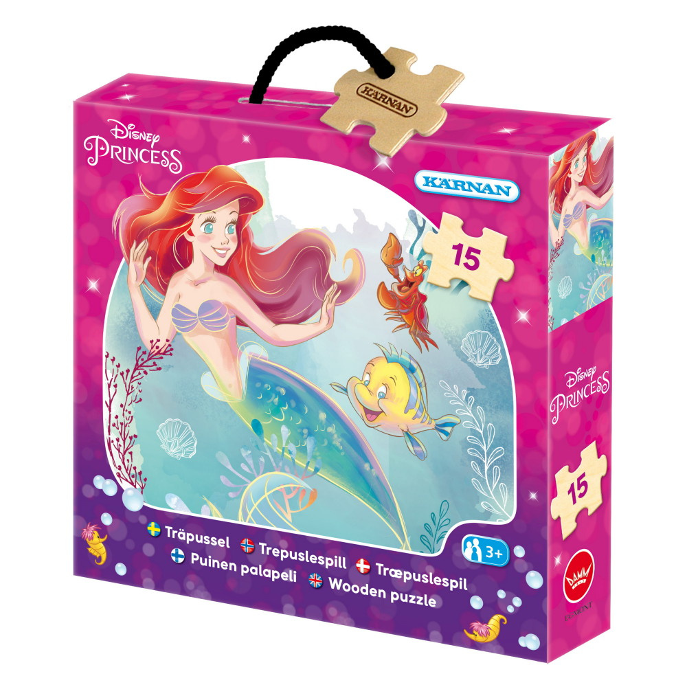Kärnan Askpussel i trä - Den lilla sjöjungfrun 15 Bitar