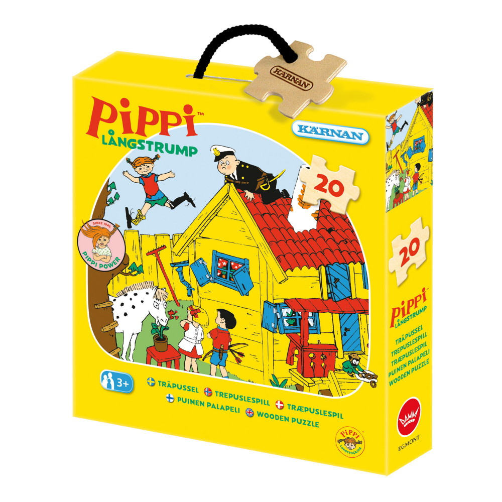 Kärnan Askpussel i trä - Pippi Långstrump 20 Bitar 