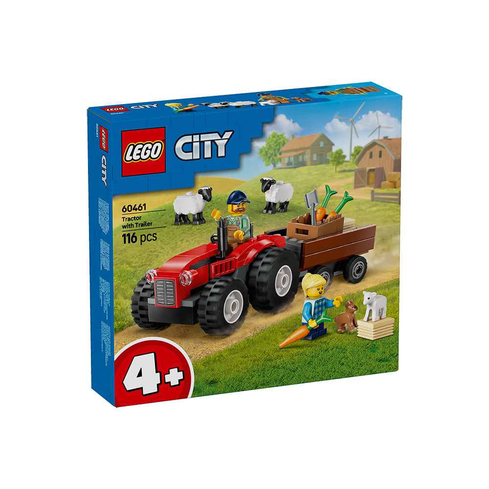 LEGO City - Röd jordbrukstraktor med släp och får