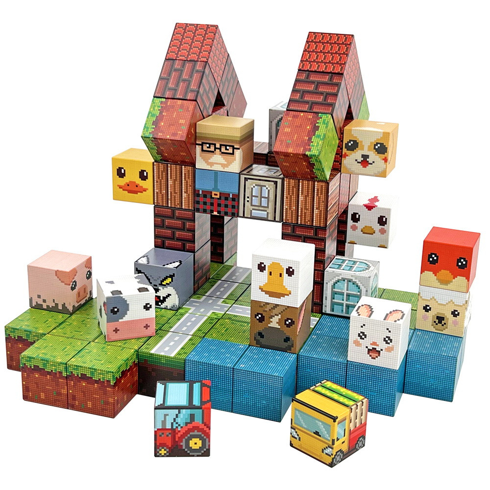 Magnetiska byggklossar - Bondgård 86 Klossar