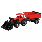 Plasto Traktor med frontlastare och släp - Röd