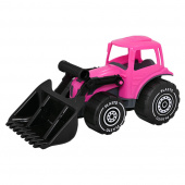 Plasto Traktor med frontlastare - Rosa