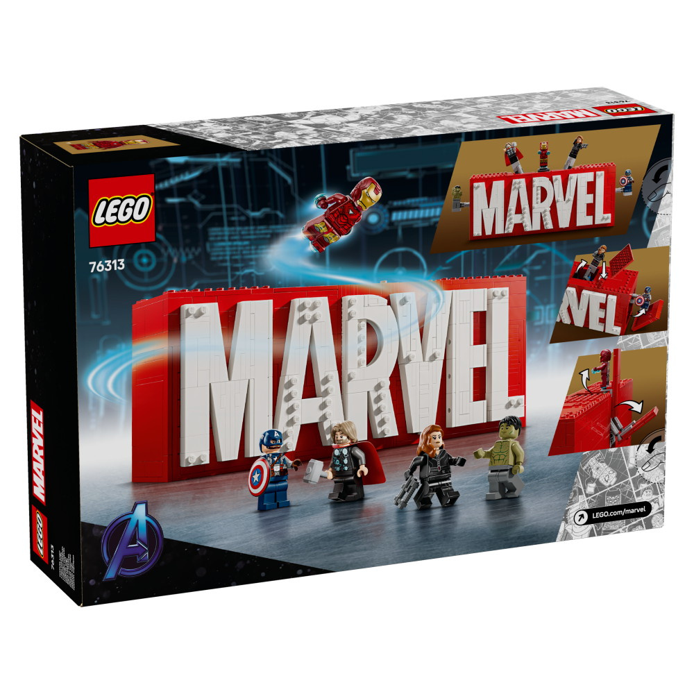 LEGO Marvel - MARVEL logotyp och minifigurer