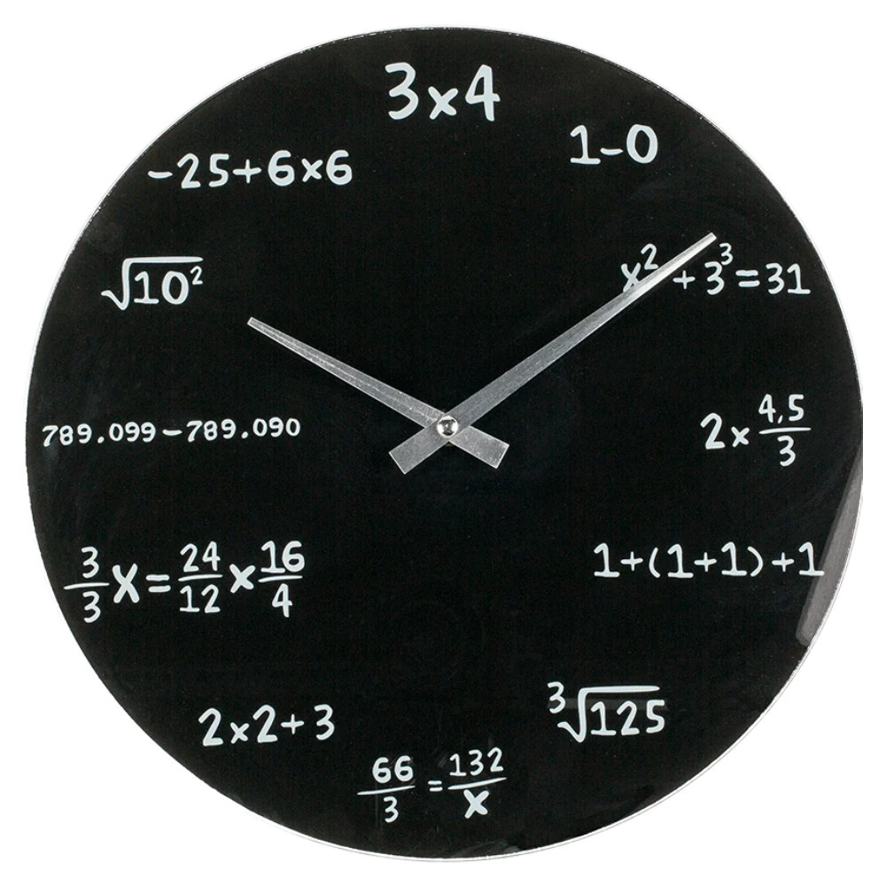 Väggklocka - Matematik, i svart glas