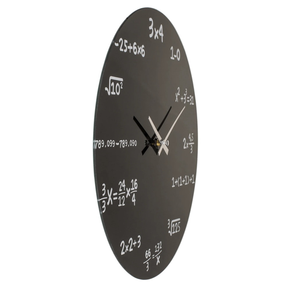 Väggklocka - Matematik, i svart glas