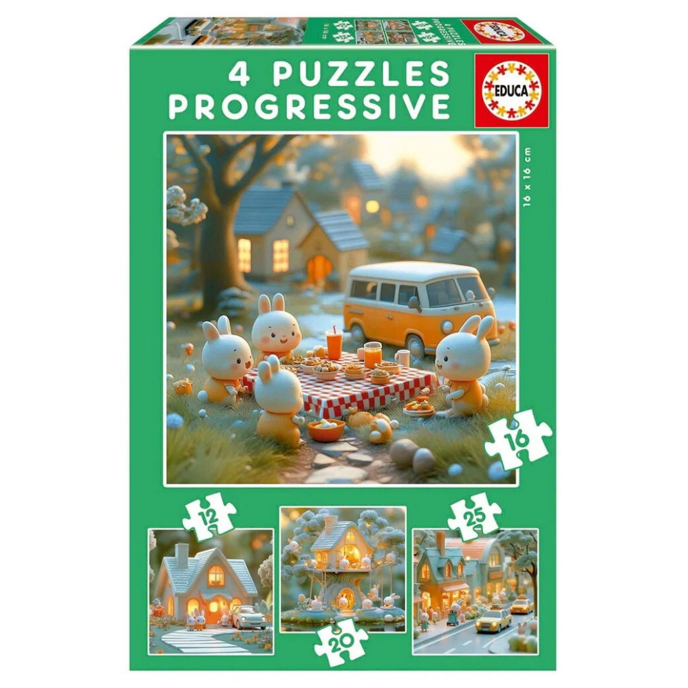 Educa Progressiva Pussel: Bunny City 12-25 Bitar