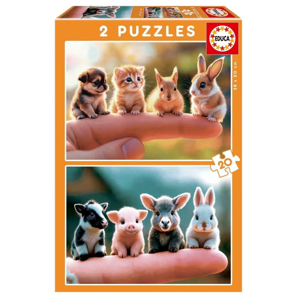 Educa Pussel: Baby animals 2x20 Bitar