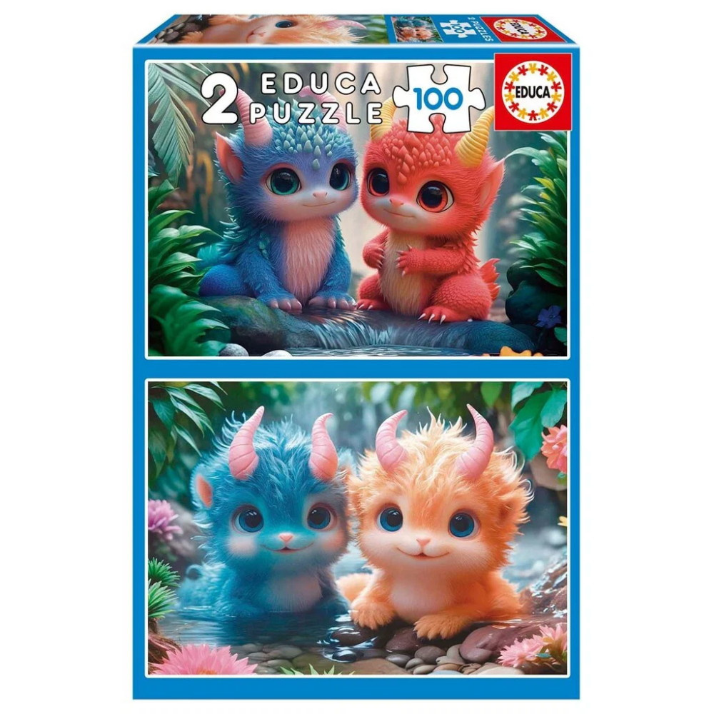 Educa Pussel: Cute monsters 2 x 100 Bitar