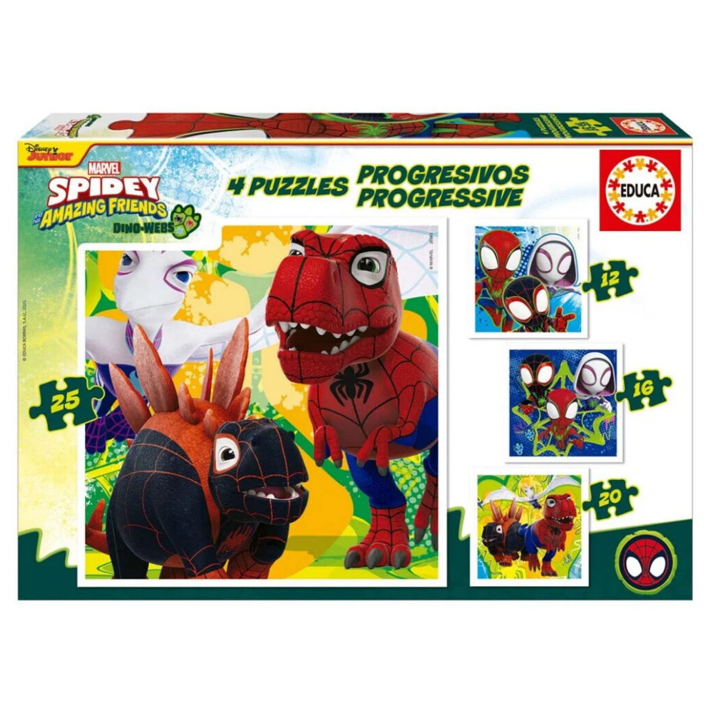 Educa Progressiva Pussel: Marvel Spidey and his Amazing Friends Dino-Webs 12-25 Bitar
