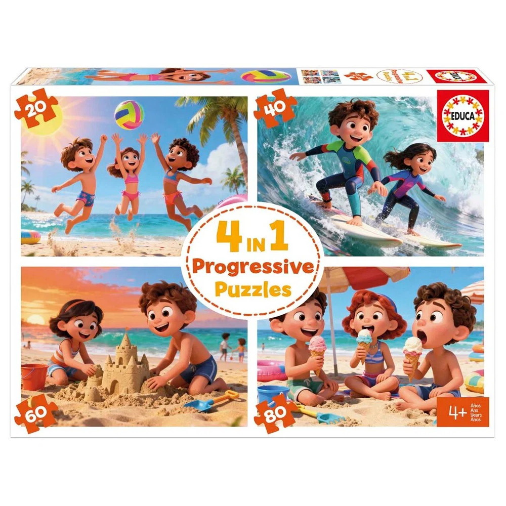 Educa Progressiva Pussel: Day at the beach 20-80 Bitar