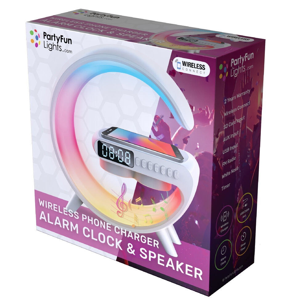 PFL Wireless Phone Charger Alarm Clock & Speaker