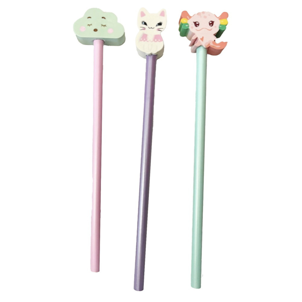 Blyertspennor med suddgummi, Pastell