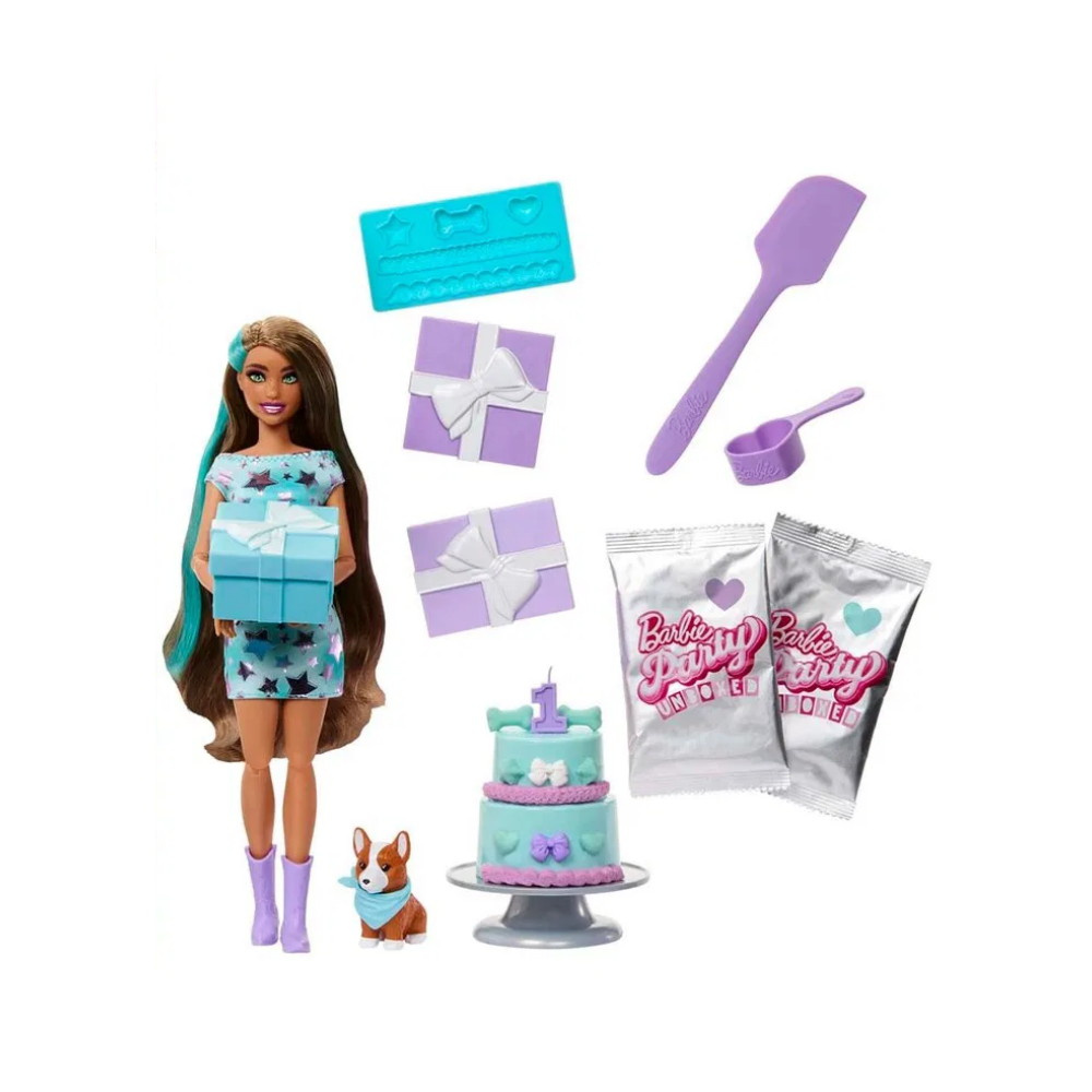 Barbie Party Unboxed - Brunett docka