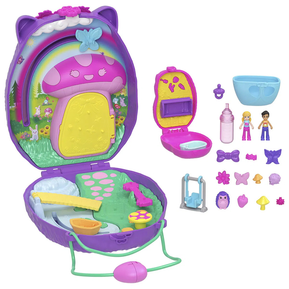 Polly Pocket Wearable Hedgehog Mom & Baby Compact