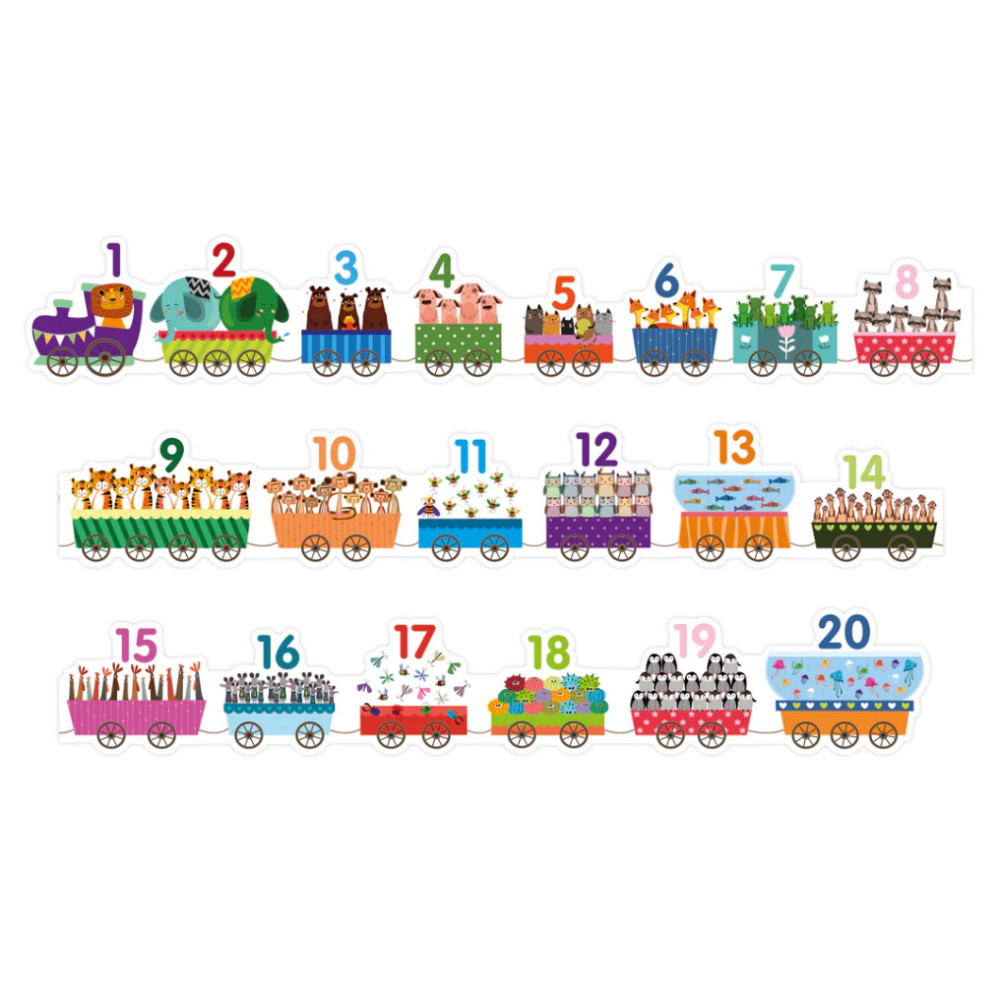 Pussel: Nummer Tåg Med Djur 20 Bitar